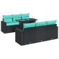 Preview: 7-tlg. Garten-Sofagarnitur mit Kissen Schwarz Poly Rattan