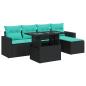 Preview: 6-tlg. Garten-Sofagarnitur mit Kissen Schwarz Poly Rattan