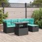 Preview: ARDEBO.de - 6-tlg. Garten-Sofagarnitur mit Kissen Schwarz Poly Rattan
