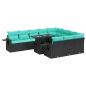 Preview: 11-tlg. Garten-Sofagarnitur mit Kissen Schwarz Poly Rattan