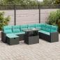 Preview: ARDEBO.de - 9-tlg. Garten-Sofagarnitur mit Kissen Grau Poly Rattan Akazie