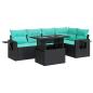 Preview: 6-tlg. Garten-Sofagarnitur mit Kissen Schwarz Poly Rattan