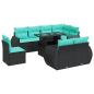 Preview: 9-tlg. Garten-Sofagarnitur mit Kissen Schwarz Poly Rattan