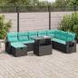 Preview: ARDEBO.de - 9-tlg. Garten-Sofagarnitur mit Kissen Grau Poly Rattan Akazie
