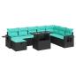 Preview: 9-tlg. Garten-Sofagarnitur mit Kissen Grau Poly Rattan Akazie