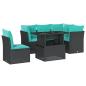 Preview: 6-teiliges Gartensofa-Set mit Kissen, schwarzes Polyrattan