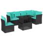 Preview: 7-teiliges Gartensofa-Set mit Kissen, schwarzes Polyrattan