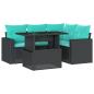 Preview: 5-teiliges Gartensofa-Set mit Kissen, schwarzes Polyrattan