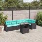 Preview: ARDEBO.de - 7-teiliges Gartensofa-Set mit Kissen, schwarzes Polyrattan