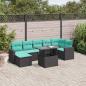 Preview: ARDEBO.de - 8-teiliges Gartensofa-Set mit Kissen, schwarzes Polyrattan