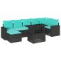 Preview: 8-teiliges Gartensofa-Set mit Kissen, schwarzes Polyrattan