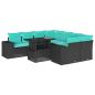 Preview: 9-teiliges Gartensofa-Set mit Kissen, schwarzes Polyrattan