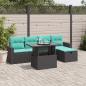 Preview: ARDEBO.de - 6-teiliges Gartensofa-Set mit Kissen, schwarzes Polyrattan