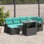 Preview: ARDEBO.de - 7-teiliges Gartensofa-Set mit Kissen, schwarzes Polyrattan