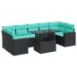 Preview: 8-tlg. Garten-Sofagarnitur mit Kissen Schwarz Poly Rattan