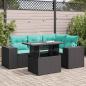 Preview: ARDEBO.de - 5-tlg. Garten-Sofagarnitur mit Kissen Schwarz Poly Rattan