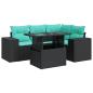 Preview: 5-tlg. Garten-Sofagarnitur mit Kissen Schwarz Poly Rattan