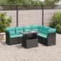 Preview: ARDEBO.de - 7-tlg. Garten-Sofagarnitur mit Kissen Schwarz Poly Rattan Akazie