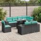 Preview: ARDEBO.de - 9-tlg. Garten-Sofagarnitur mit Kissen Schwarz Poly Rattan
