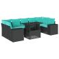 Preview: 8-teiliges Gartensofa-Set mit Kissen, schwarzes Polyrattan