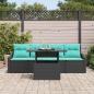 Preview: Gartensofa-set 5 stk. 4-Sitzanzahl Schwarz und Blau Poly Rattan
