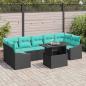 Preview: ARDEBO.de - Gartensofa-set 8 stk. Schwarz und Blau Poly-Rattan