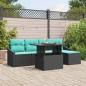 Preview: ARDEBO.de - Gartensofa-set mit Kissen 6 pcs Schwarz und Blau Poly-Rattan