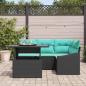 Preview: Garten-Sofa-Set mit Kissen mit Speicher 5 pcs Schwarz und blau