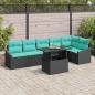 Preview: ARDEBO.de - Garten-Sofa-Set mit Kissen mit Speicher 7 pcs Schwarz und blau