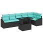 Preview: Garten-Sofa-Set mit Kissen mit Speicher 7 pcs Schwarz und blau