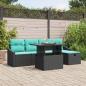 Preview: ARDEBO.de - Garten-Sofa-Set mit Kissen 6 pcs Schwarz Poly Rattan