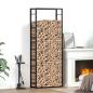 Preview: ARDEBO.de - Brennholzregal Mattschwarz 80 x 28 x 222 cm Stahl