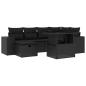 Preview: 7-tlg. Garten-Sofagarnitur mit Kissen Schwarz Poly Rattan