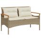 Preview: Gartenbank mit Kissen 116x62,5x74 cm Beige Poly Rattan