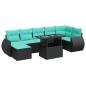 Preview: 8-tlg. Garten-Sofagarnitur mit Kissen Schwarz Poly Rattan