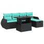 Preview: 6-tlg. Garten-Sofagarnitur mit Kissen Grau Poly Rattan Akazie