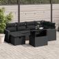 Preview: ARDEBO.de - 7-tlg. Garten-Sofagarnitur mit Kissen Schwarz Poly Rattan