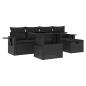 Preview: 6-tlg. Garten-Sofagarnitur mit Kissen Schwarz Poly Rattan