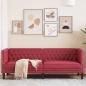 Preview: ARDEBO.de - Chesterfield-Sofa 3-Sitzer Weinrot Kunstleder