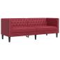 Preview: Chesterfield-Sofa 3-Sitzer Weinrot Kunstleder