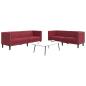 Preview: ARDEBO.de - 2-tlg. Chesterfield-Sofa-Set Weinrot Kunstleder