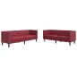 Preview: 2-tlg. Chesterfield-Sofa-Set Weinrot Kunstleder