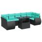 Preview: 8-tlg. Garten-Sofagarnitur mit Kissen Schwarz Poly Rattan