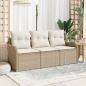 Preview: ARDEBO.de - Gartensofa-set 3 stk. Beige Poly-Rattan