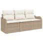 Preview: Gartensofa-set 3 stk. Beige Poly-Rattan