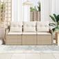 Preview: Gartensofa-set 3 stk. Beige Poly-Rattan