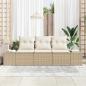 Preview: Sofa Set mit Kissen 3 pcs Beige Poly Rattan