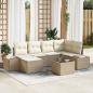 Preview: ARDEBO.de - Gartensofa-set mit Kissen 7 pcs Beige und Creme Poly-Rattan
