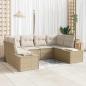 Preview: ARDEBO.de - Gartensofa-set mit Kissen 6 pcs Beige Poly-Rattan