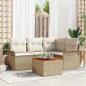 Preview: ARDEBO.de - Gartensofa-set mit Kissen 5 pcs Beige Poly-Rattan